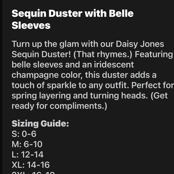 Sequin Iridescent Champagne Duster With Belle Sleeves - Picture 9 of 9